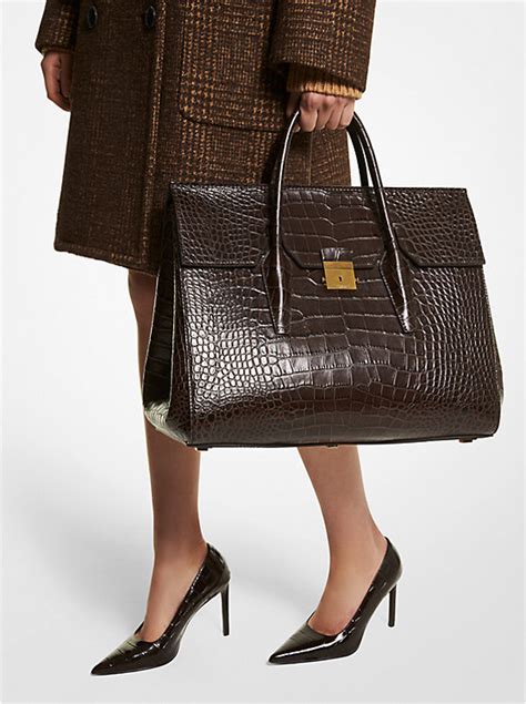 campbell crocodile embossed leather bag